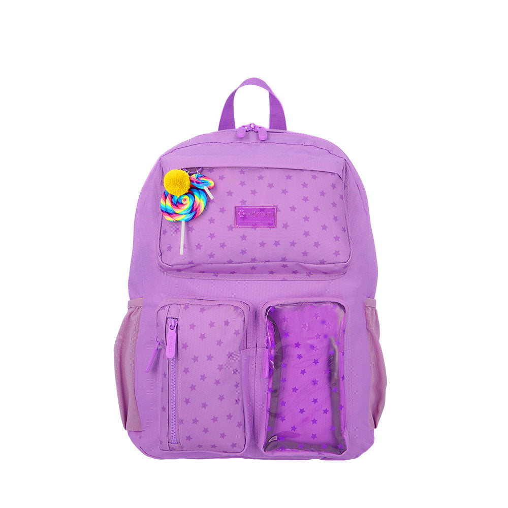 Mochila para notebook mujer Queens Stars 15.6'' lila