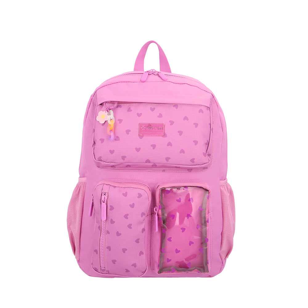 Mochila para laptop mujer Queens Hearts 15.6'' rosada