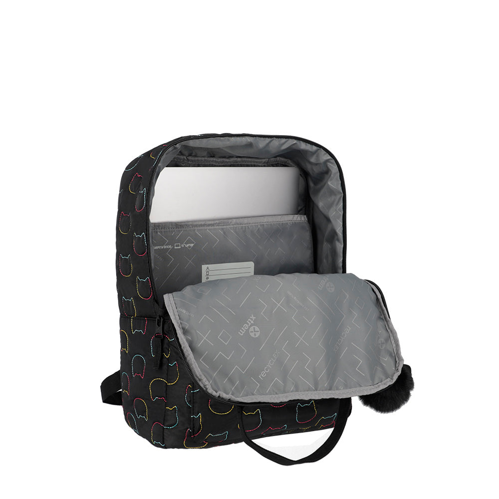 Mochila para notebook 15" de mujer Leia Cat negra