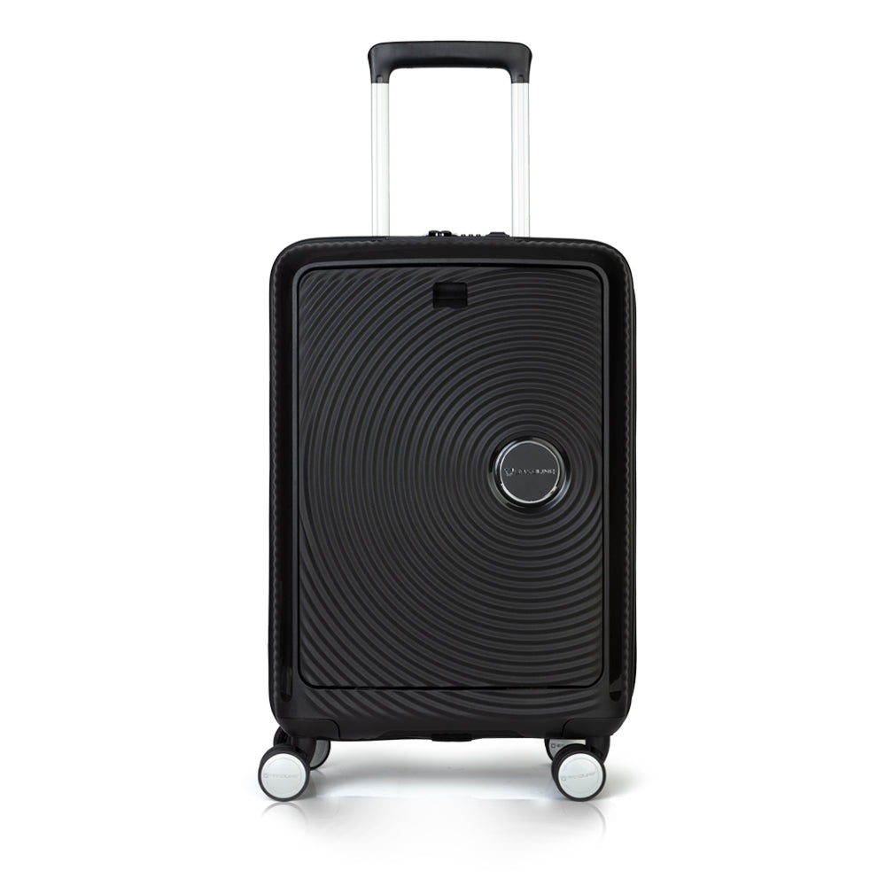 Maleta Disco Front Pocket Spinner 55/20 Negro Cabina 45 Lts