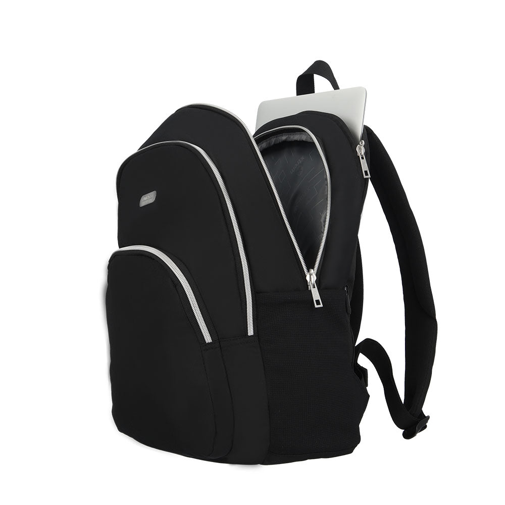 Mochila para laptop mujer Kansas 15.6'' negra/plateada