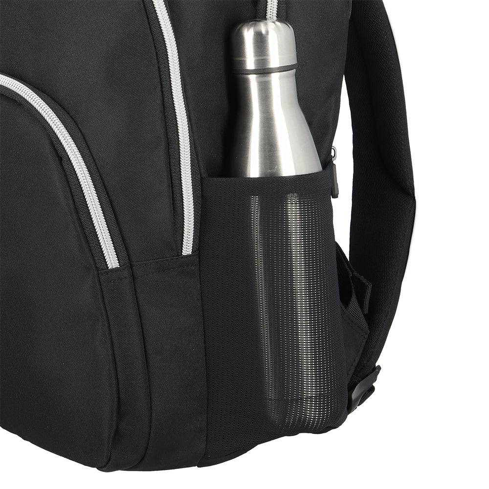 Mochila para laptop mujer Kansas 15.6'' negra/plateada