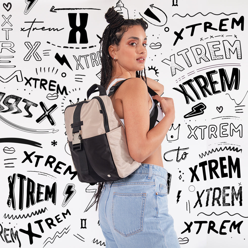 Mochila Urbana Leah Beige Pequeña