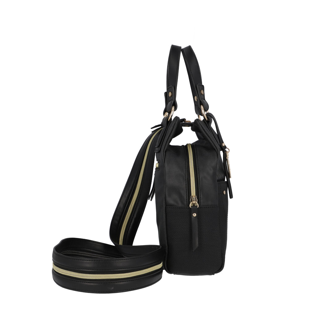 Mochila Cartera Manhattan Negra Mediana