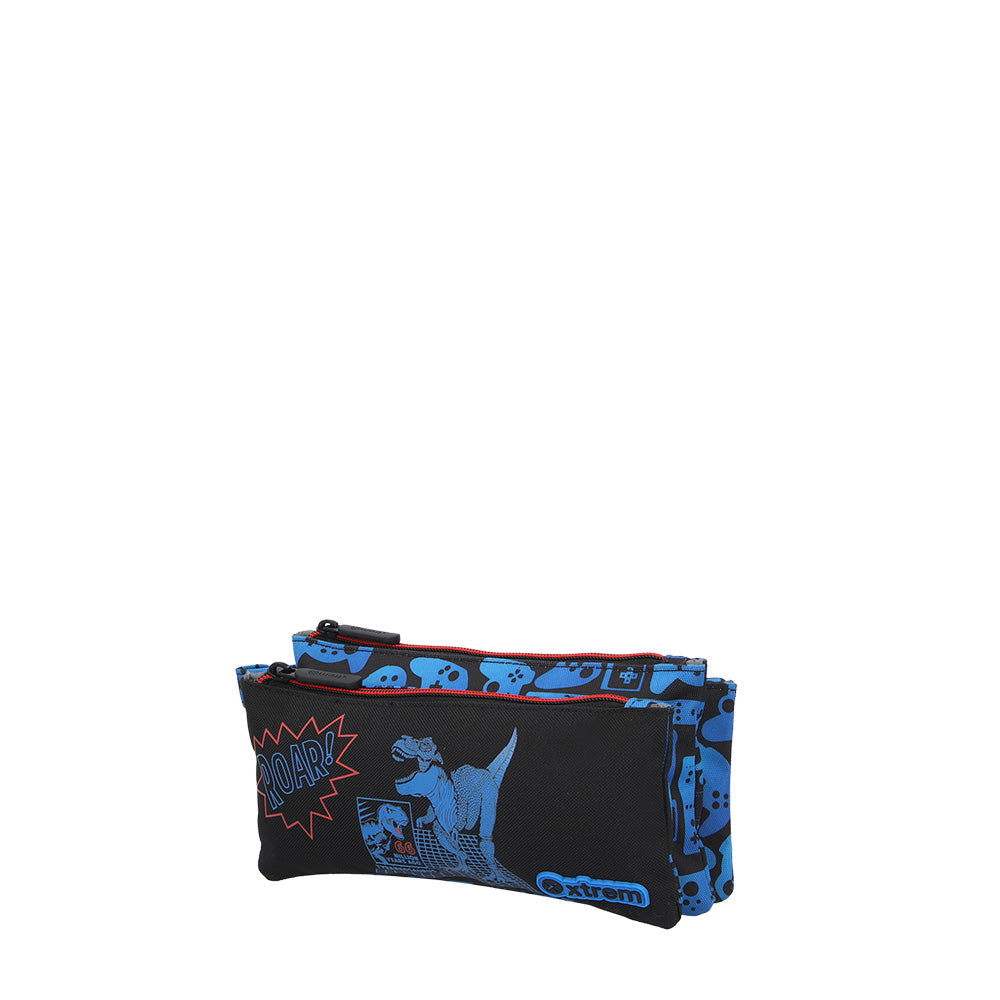 Estuche escolar para lapices Trinity Dino azul