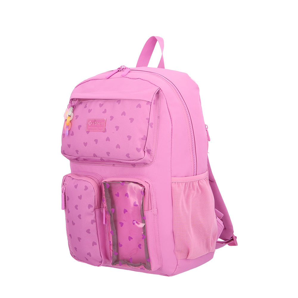 Mochila para laptop mujer Queens Hearts 15.6'' rosada