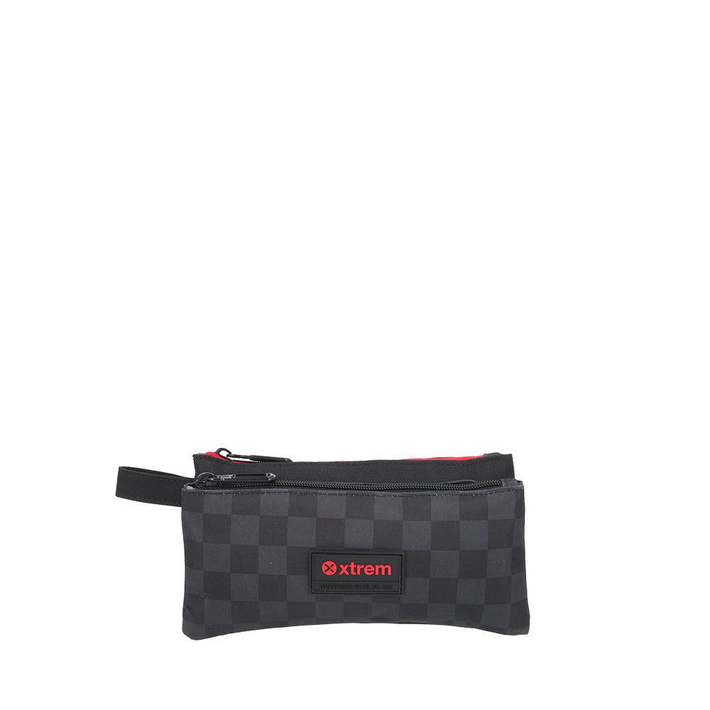Estuche escolar para lapices Trinity negro c/ cuadros