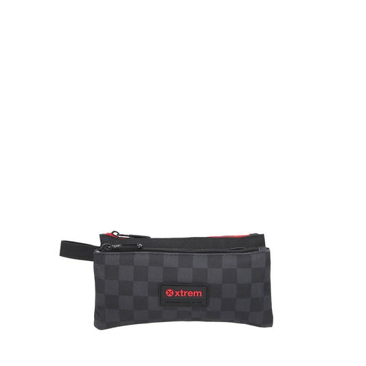 Estuche escolar para lapices Trinity negro c/ cuadros