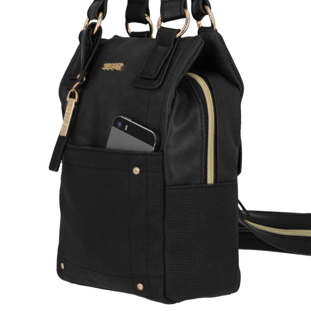 Mochila Cartera Manhattan Negra Mediana