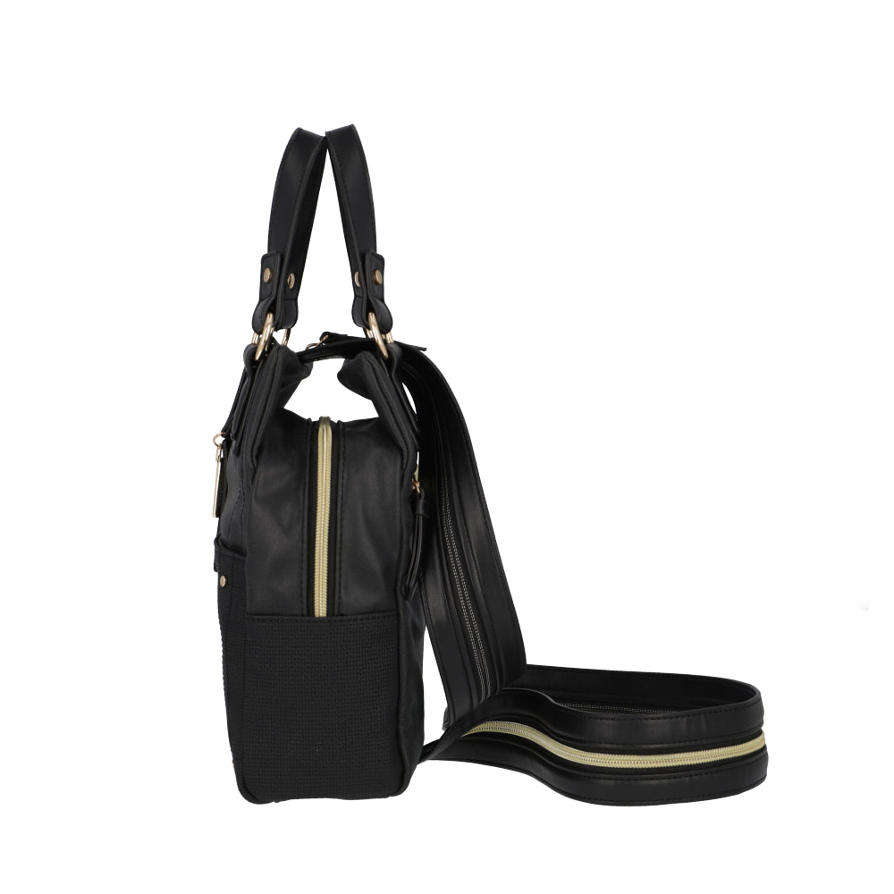 Mochila Cartera Manhattan Negra Mediana