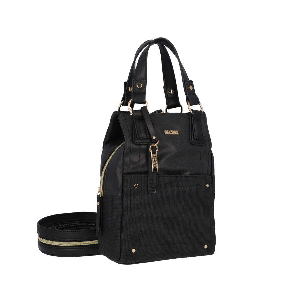 Mochila Cartera Manhattan Negra Mediana