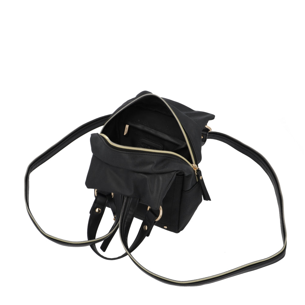 Mochila Cartera Manhattan Negra Mediana