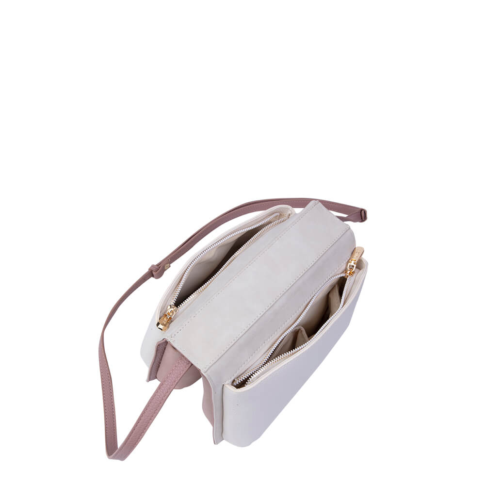 Cartera bandolera rosada Gales mediana
