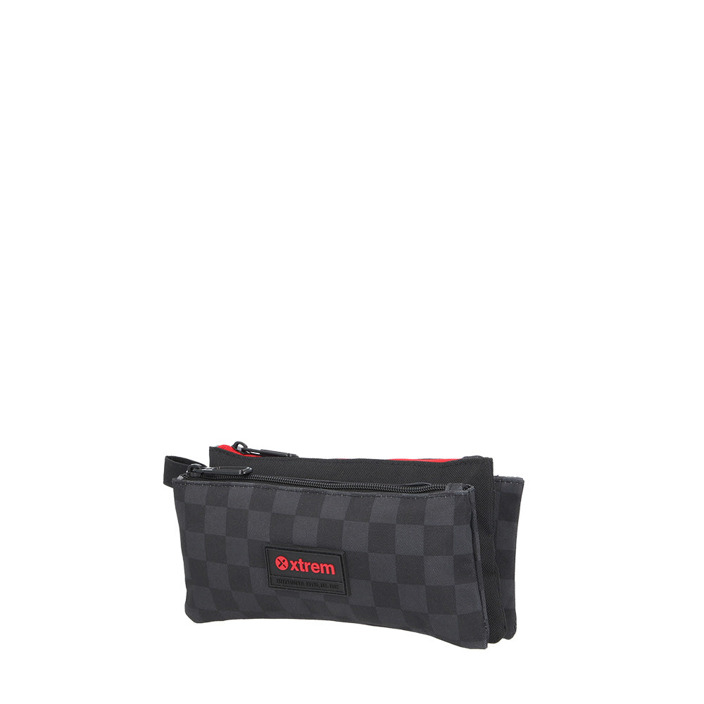 Estuche escolar para lapices Trinity negro c/ cuadros